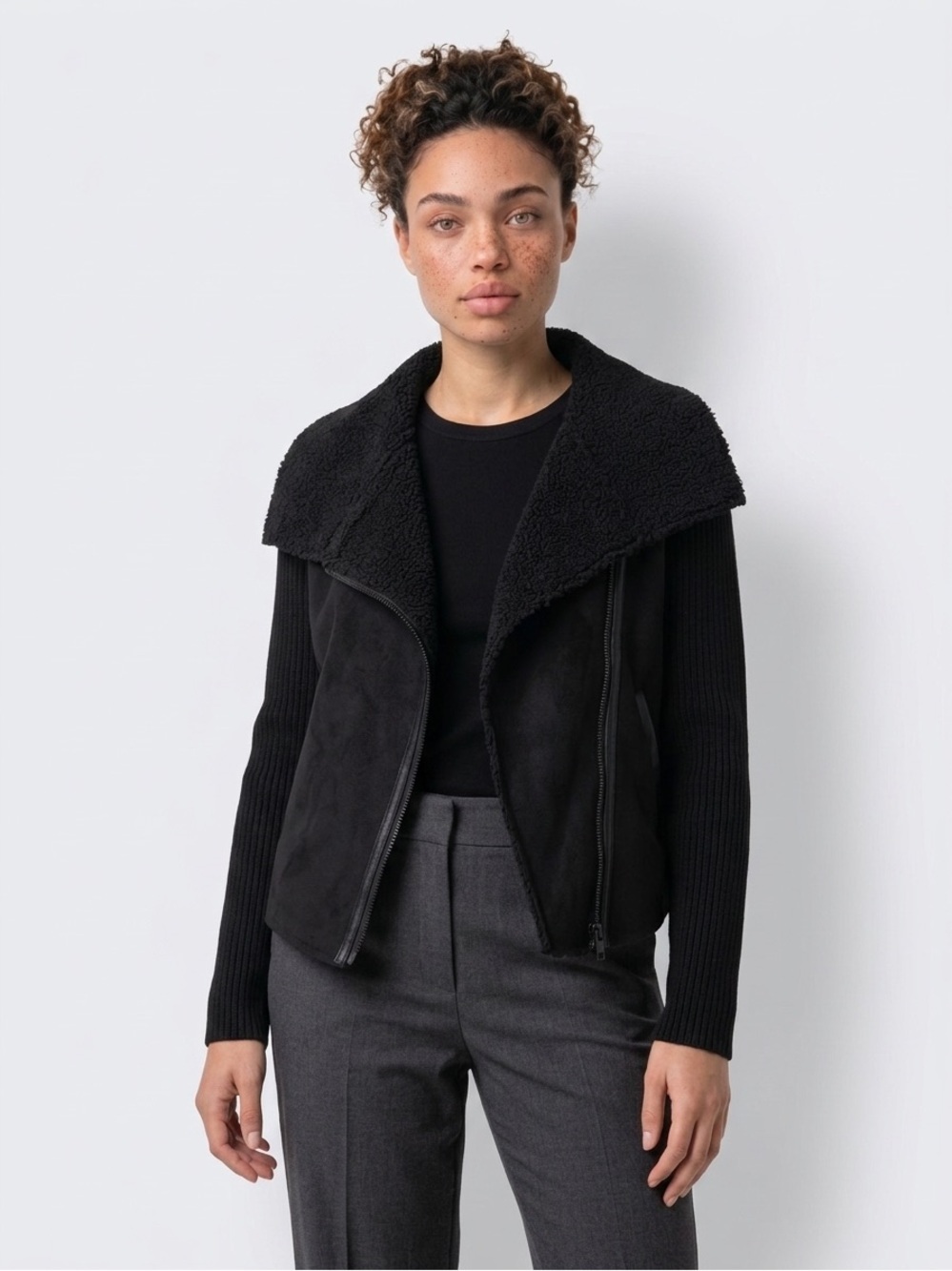 Kendall & Kylie Faux Leather Moto Jacket Coat Retro Black trendy Medium .